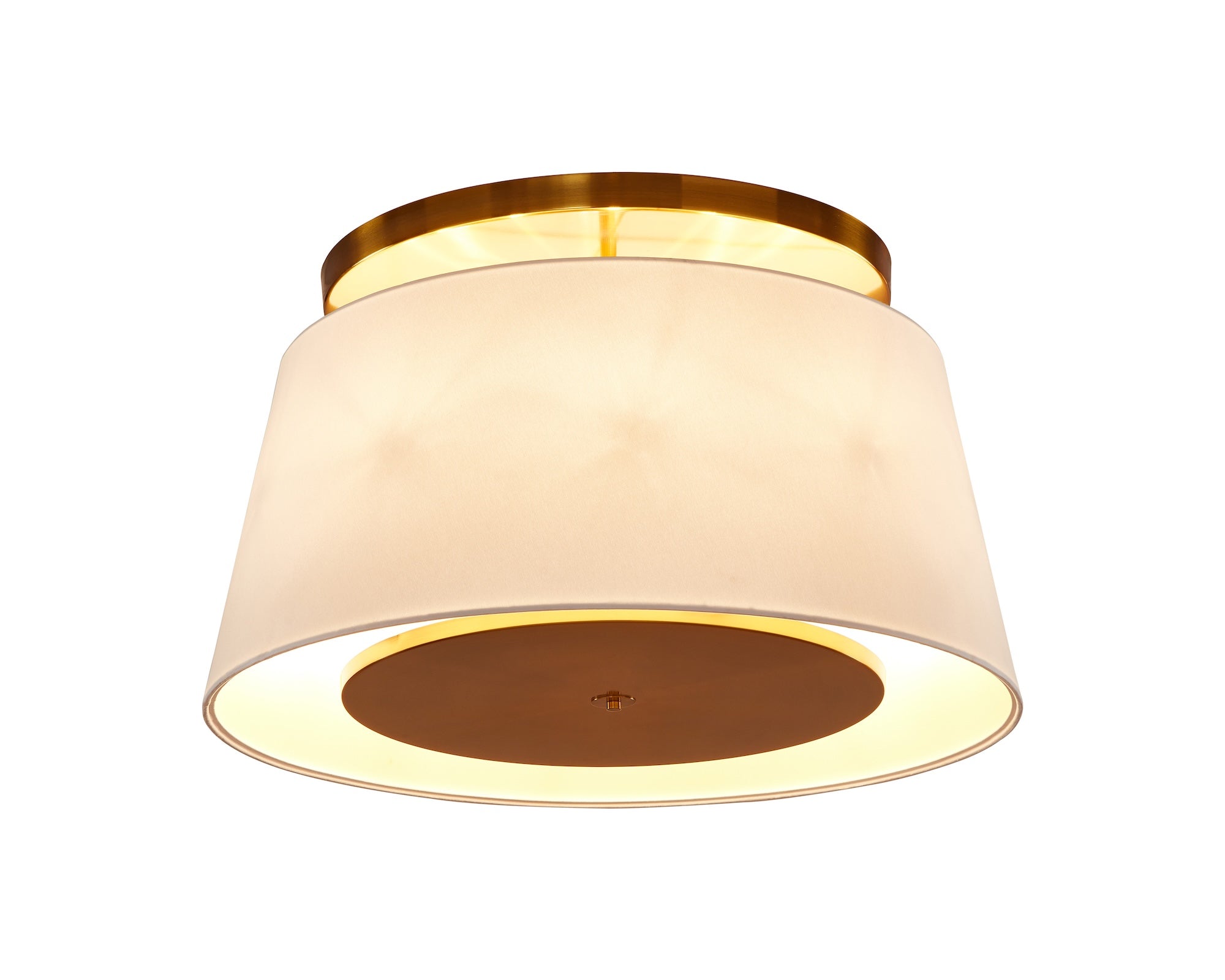 Mila Ceiling Lamp - Brushed Antique Brass/Off White Linen Shade