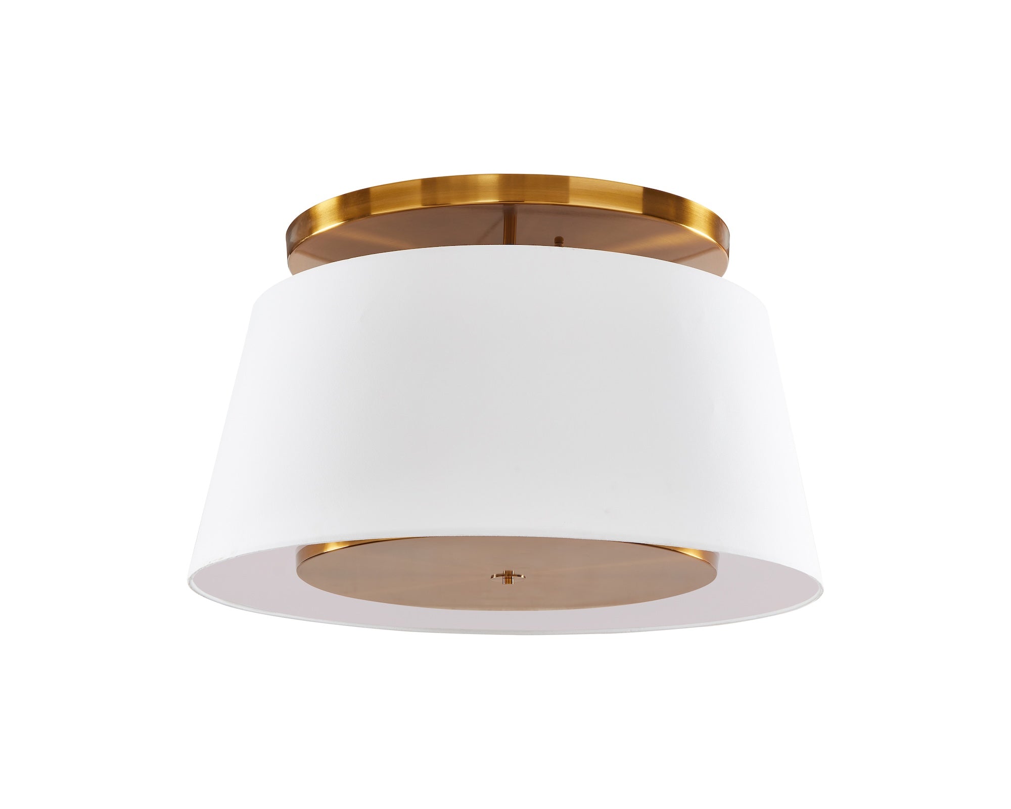 Mila Ceiling Lamp - Brushed Antique Brass/Off White Linen Shade