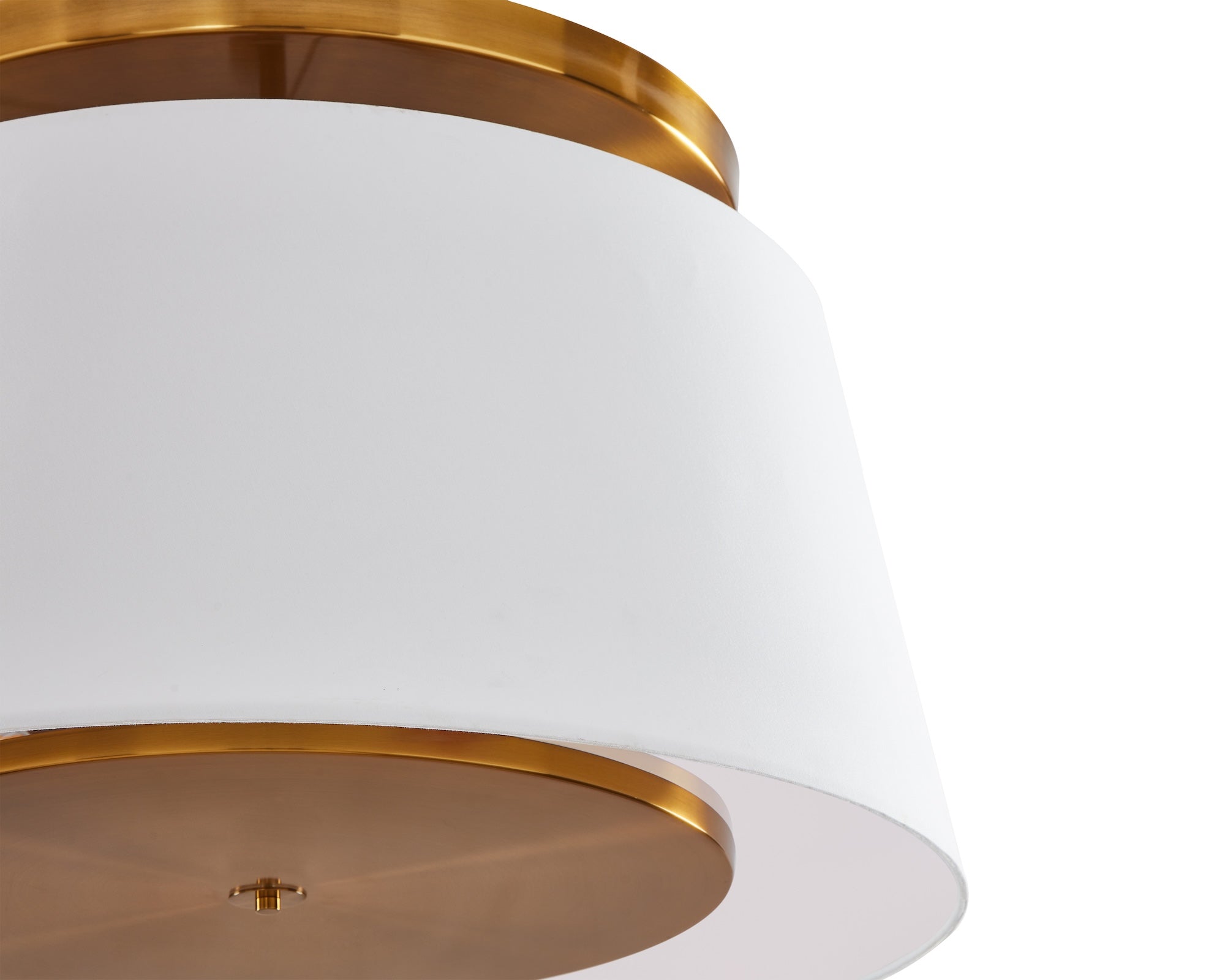 Mila Ceiling Lamp - Brushed Antique Brass/Off White Linen Shade