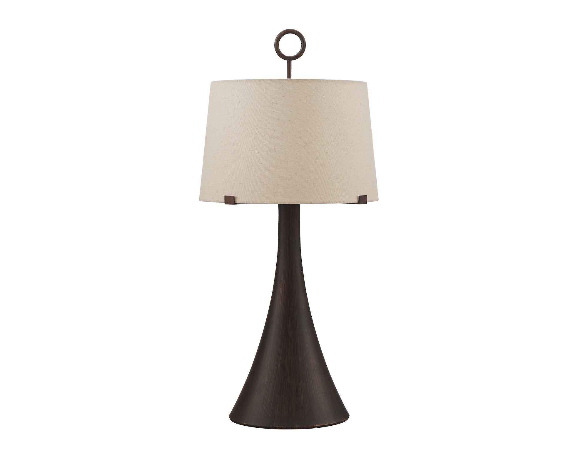 Leila Table Lamp - Antique Hairline Bronze/Off White Linen Shade