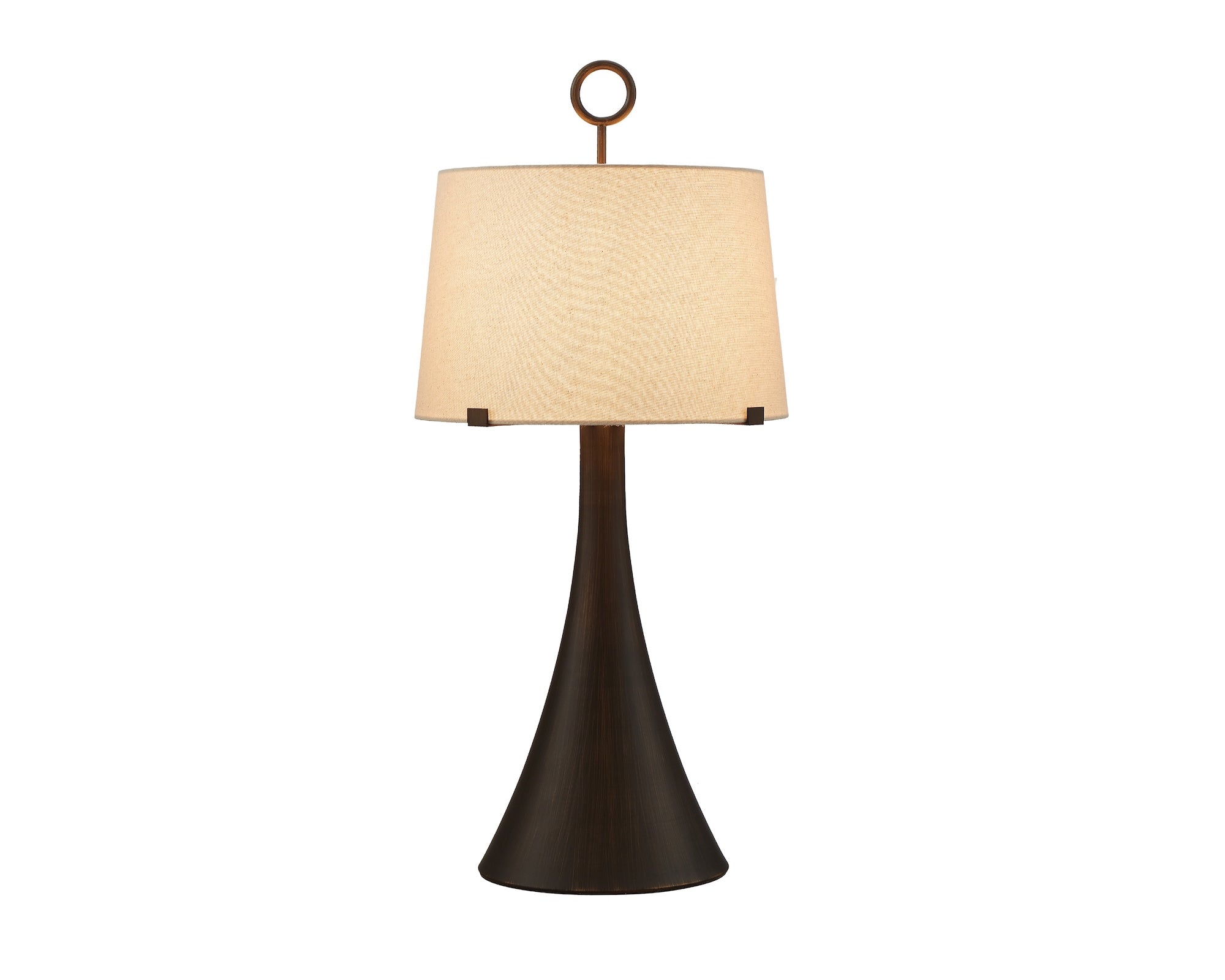 Leila Table Lamp - Antique Hairline Bronze/Off White Linen Shade
