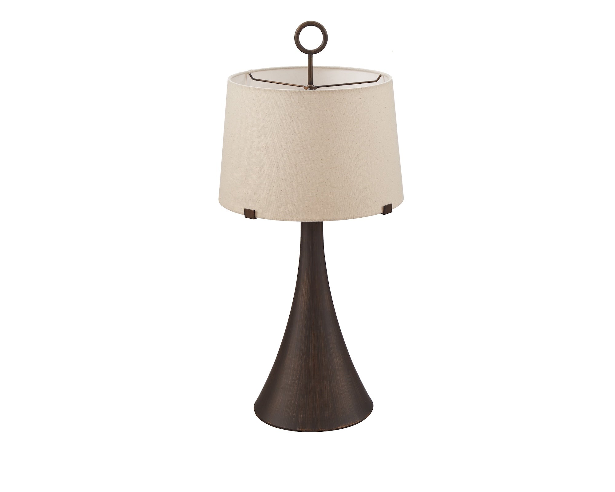 Leila Table Lamp - Antique Hairline Bronze/Off White Linen Shade