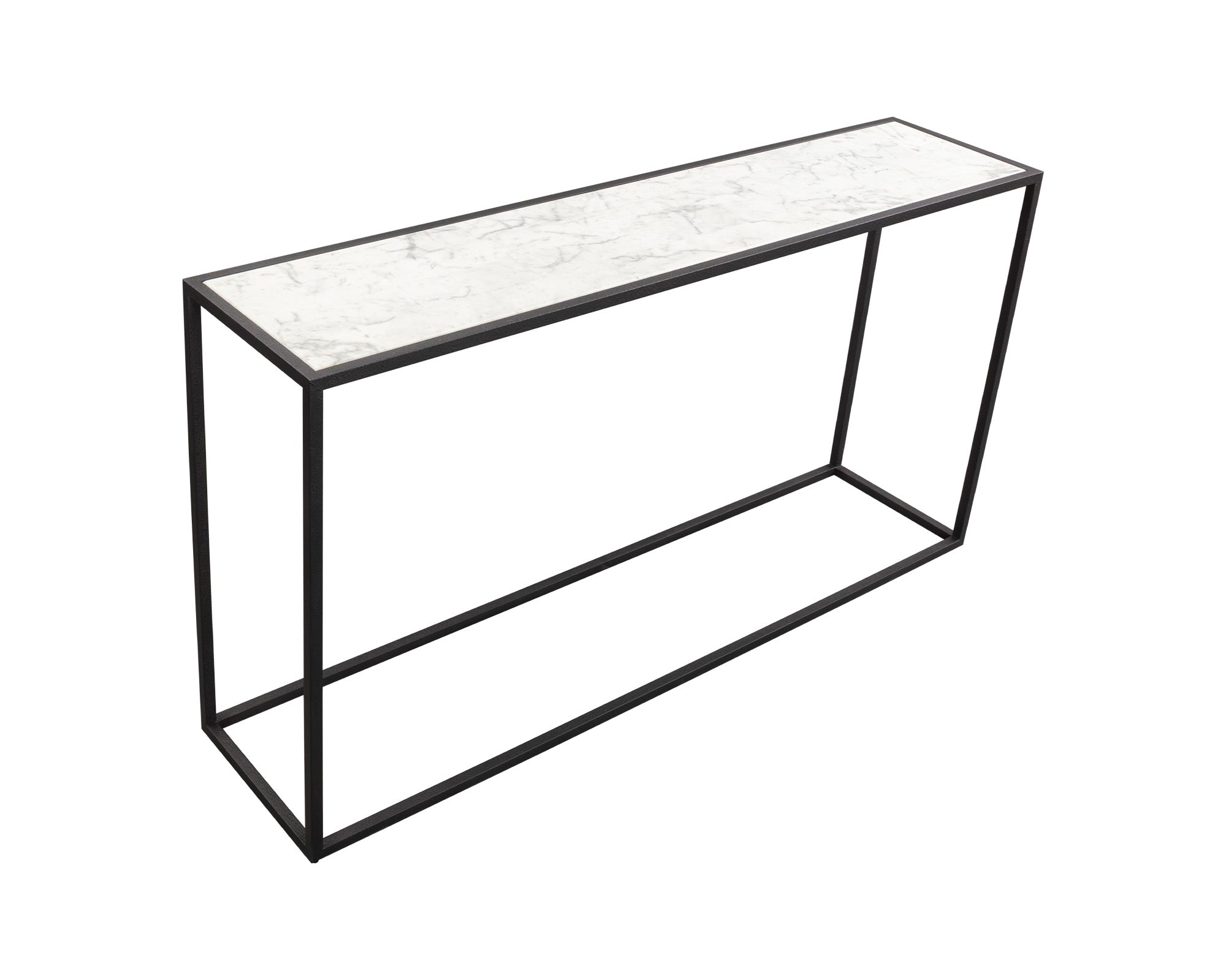 Noto Console Table - Carrara Marble and Black Textured Metal