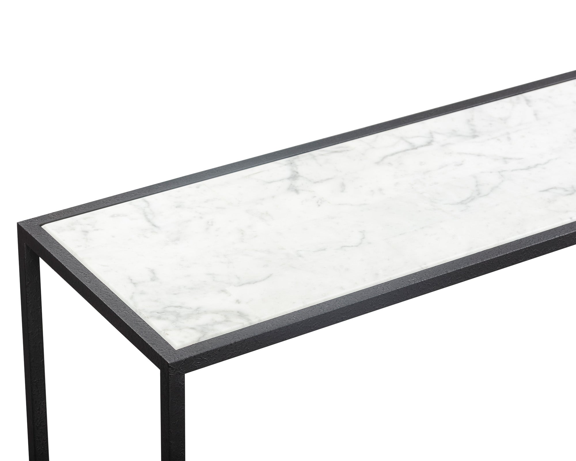 Noto Console Table - Carrara Marble and Black Textured Metal
