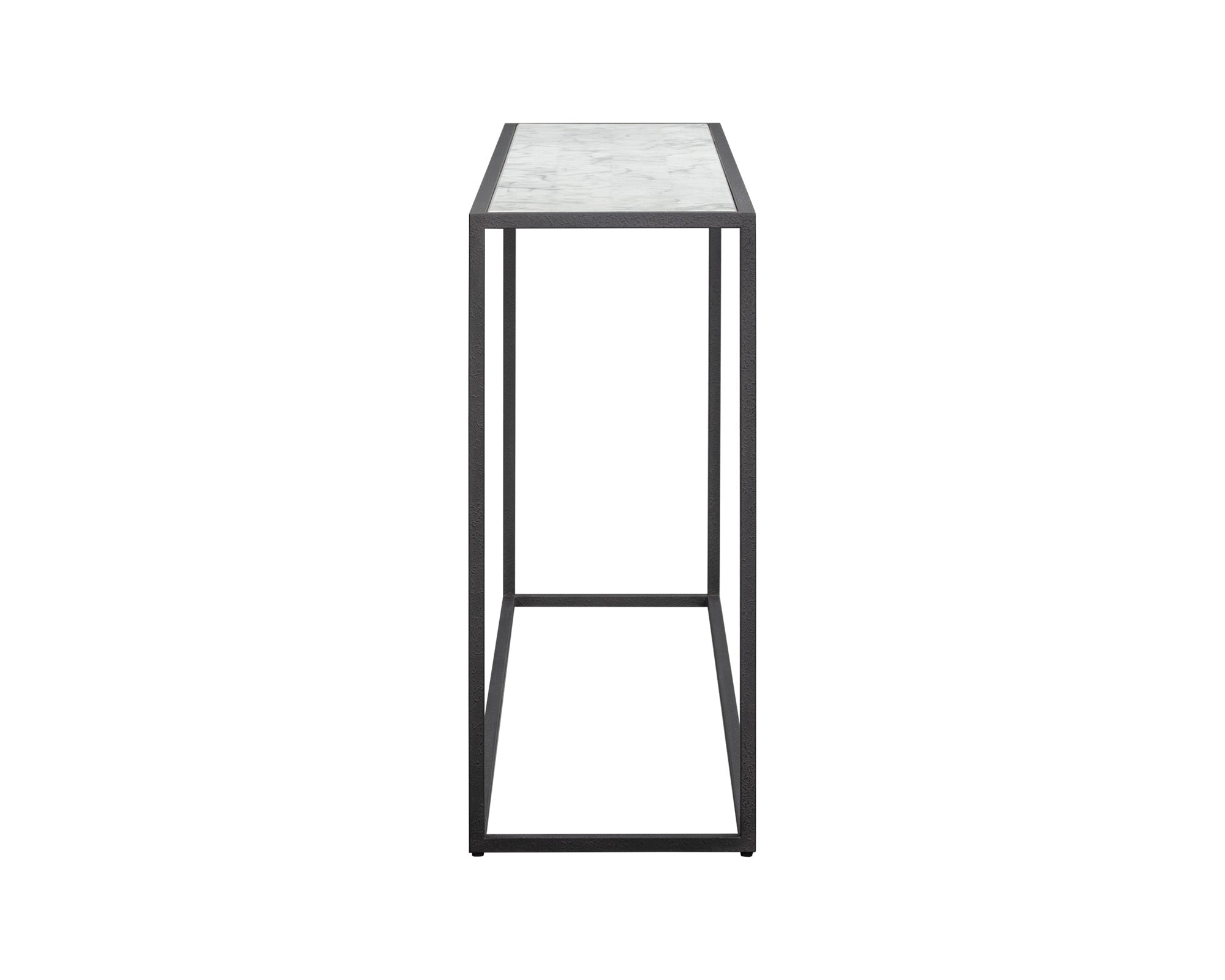 Noto Console Table - Carrara Marble and Black Textured Metal