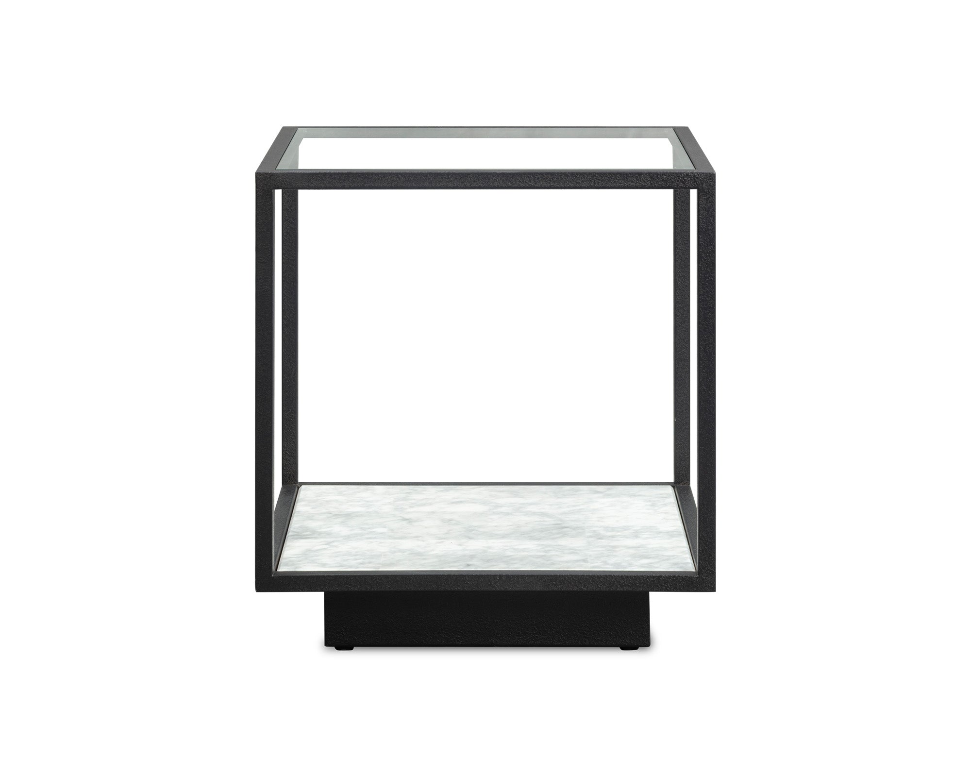 Belmon Side Table - Carrara Marble and Black Textured Metal