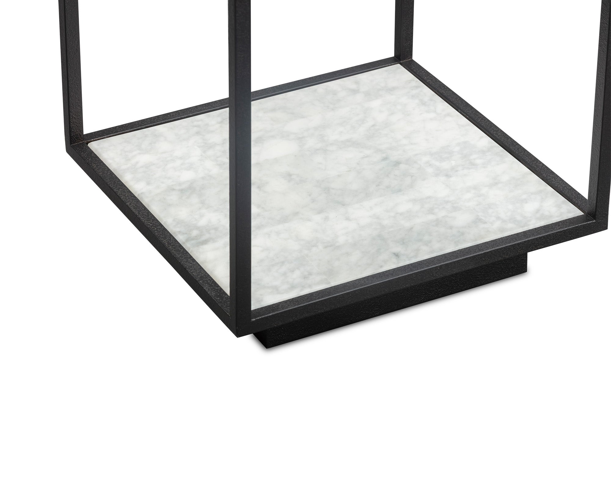 Belmon Side Table - Carrara Marble and Black Textured Metal