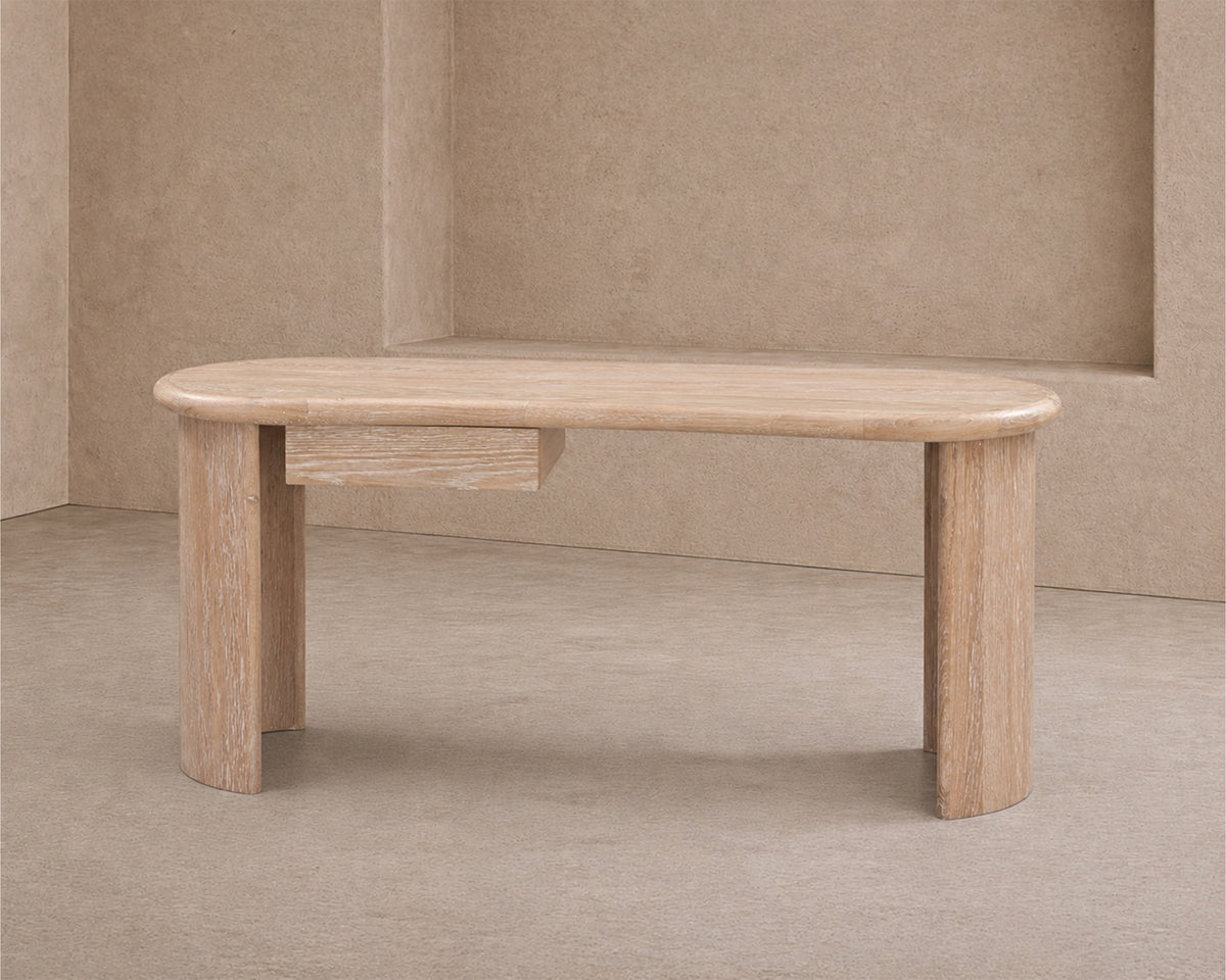 Lluna Desk - Brushed Natural American White Oak