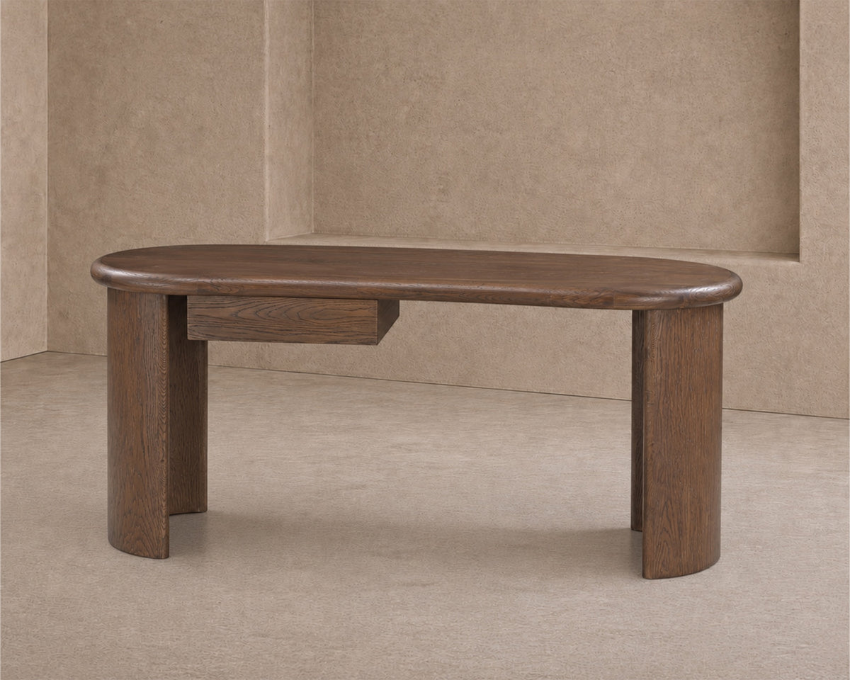 Lluna Desk - Brushed Mid-brown Oak