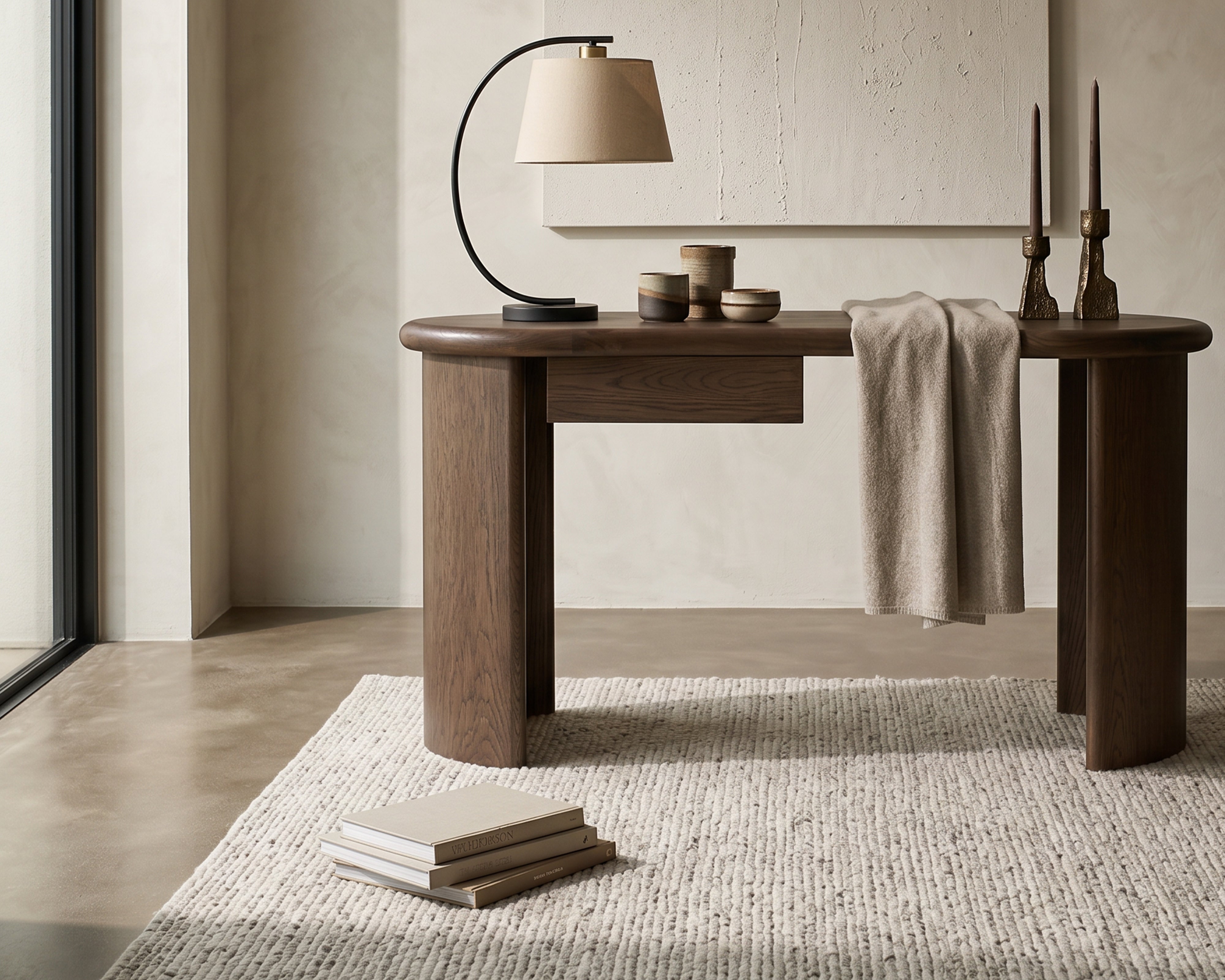 Lluna Desk - Brushed Mid-brown Oak
