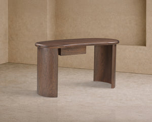 Lluna Desk - Brushed Mid Brown Oak