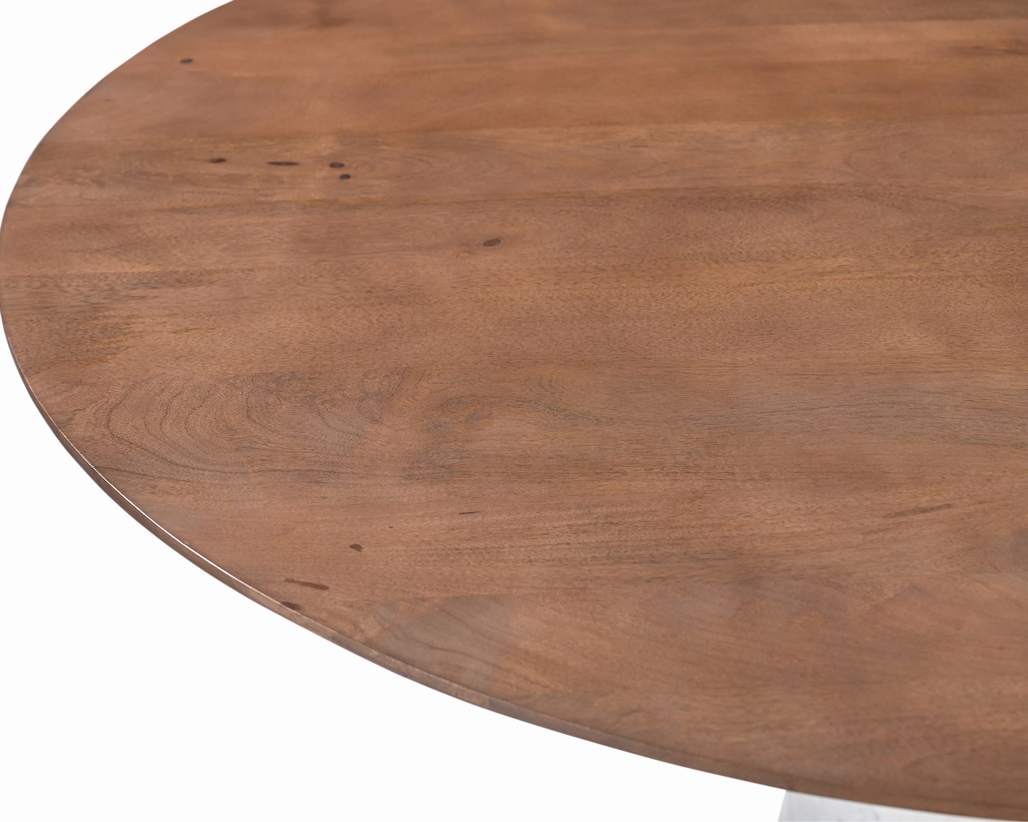 Annie Dining Table - Brushed Mid-brown Wood & Natural White Marble