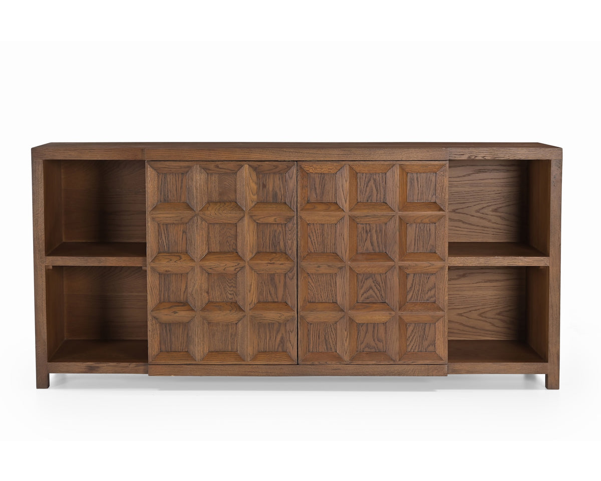 Llauna 2 Door Shelf Sideboard  - Brushed Mid Brown Oak