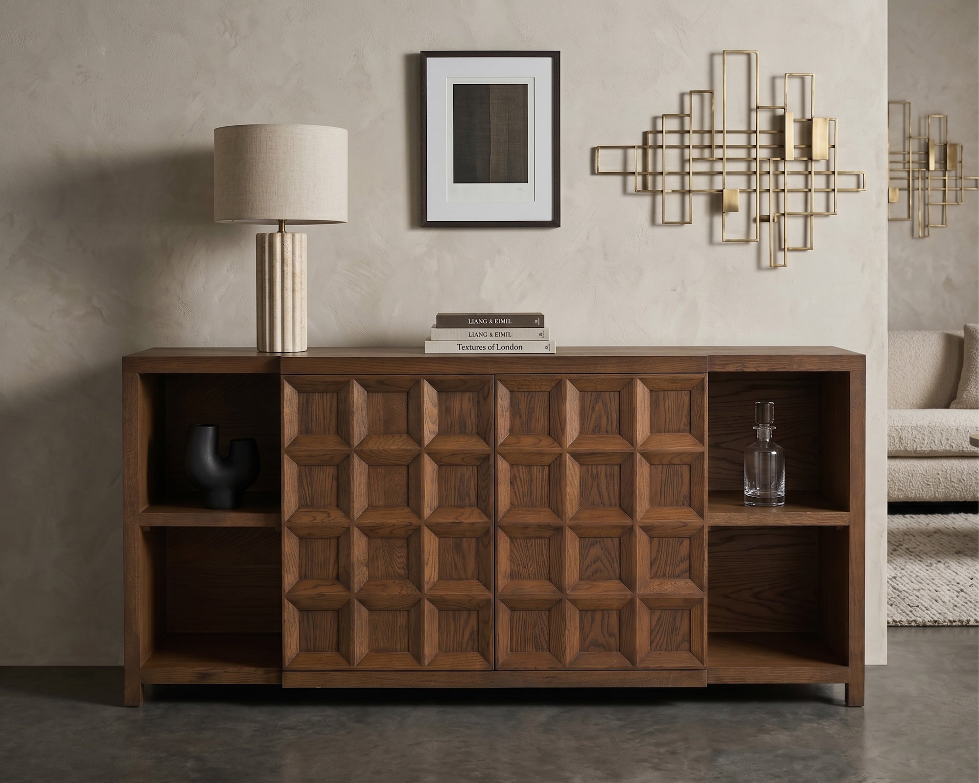 Llauna 4 Door Sideboard  - Brushed Mid-brown Oak