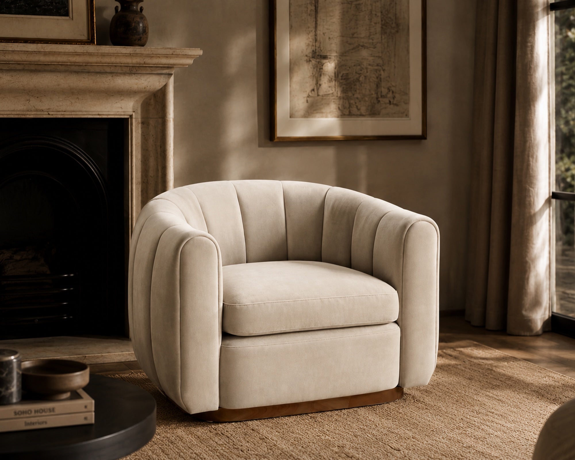 Arles Occasional Chair - Melbourne Stone & Walnut