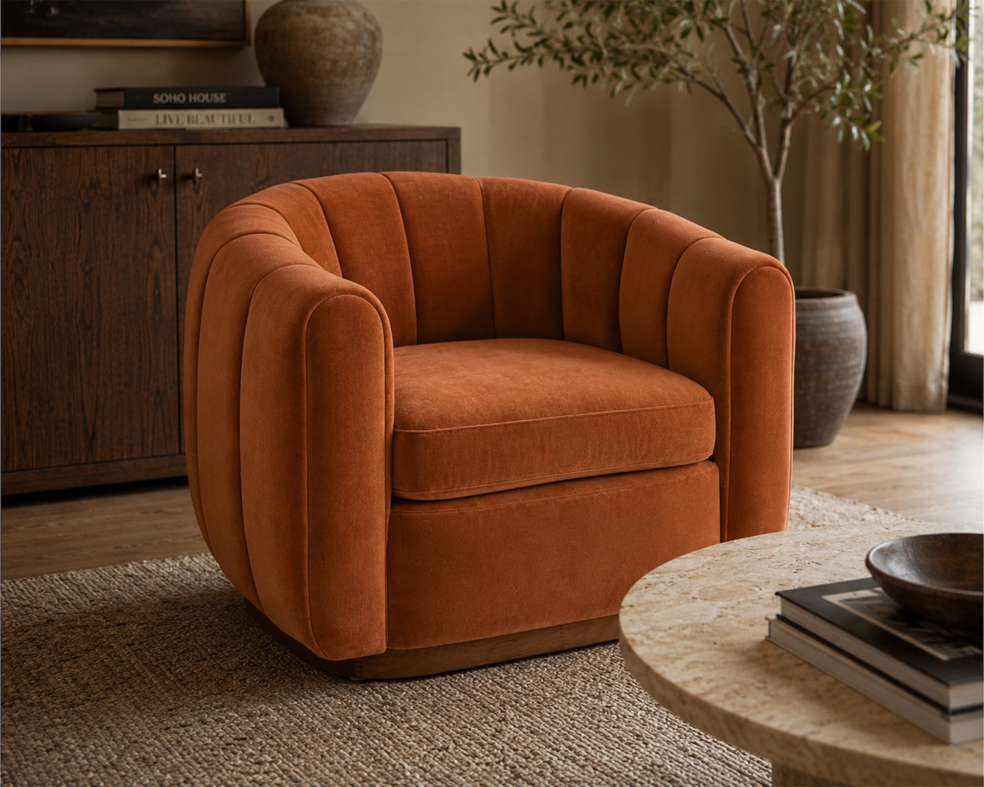 Arles Occasional Chair - Melbourne Clay & Natural Wood