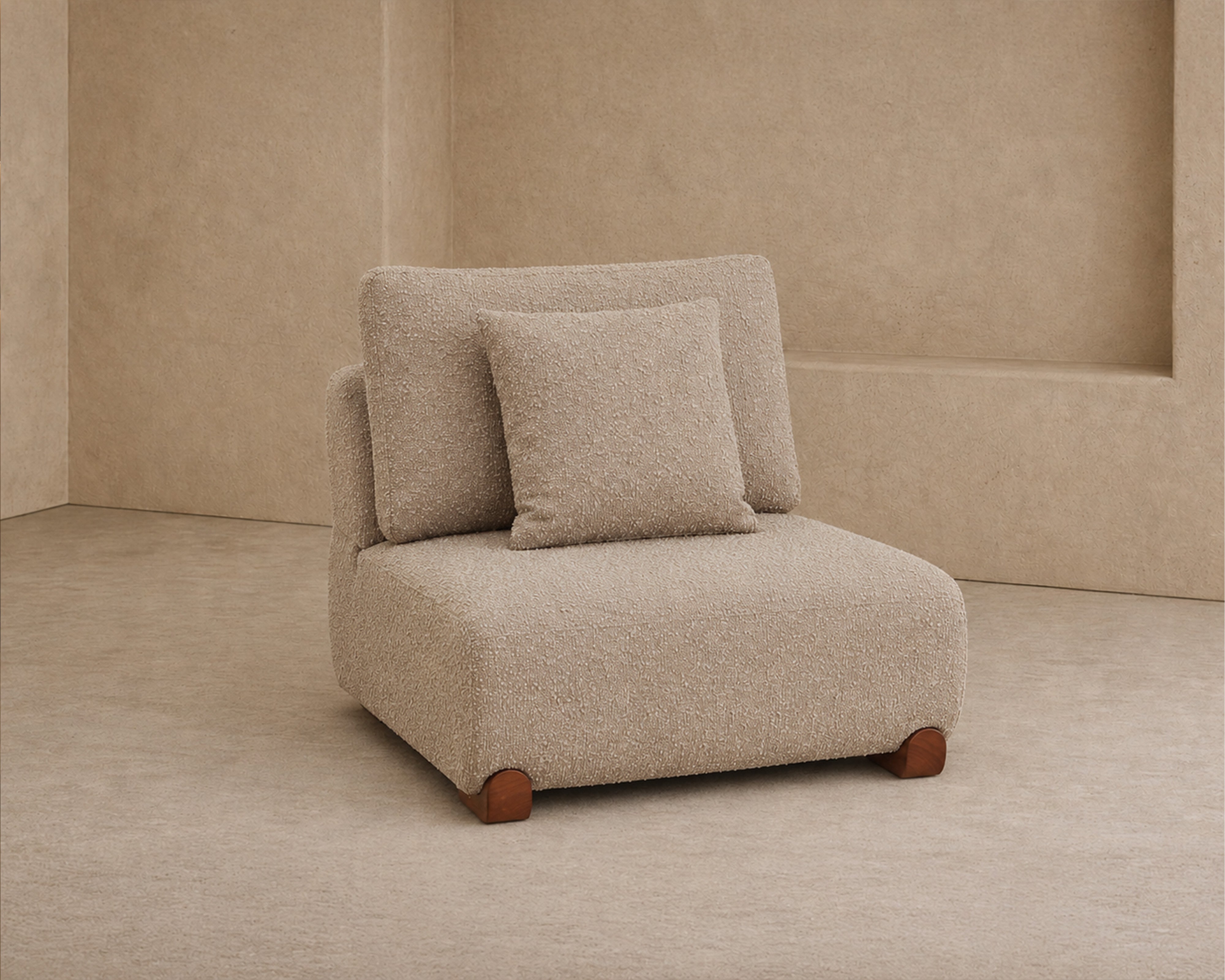 Cotto Modular Sofa Middle One Seater - Amalfy Taupe & Middle Brown