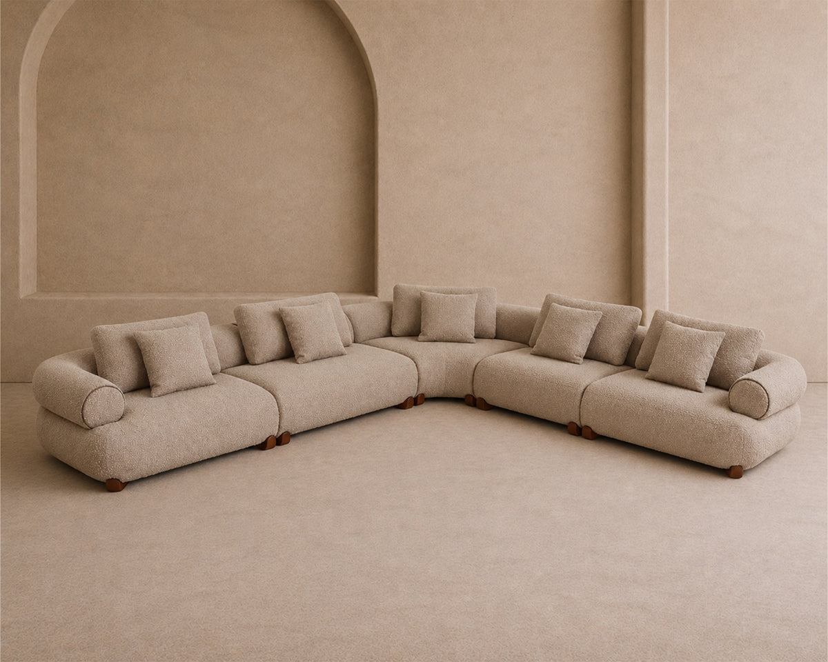 Cotto Modular Sofa Right - Amalfy Taupe & Middle Brown