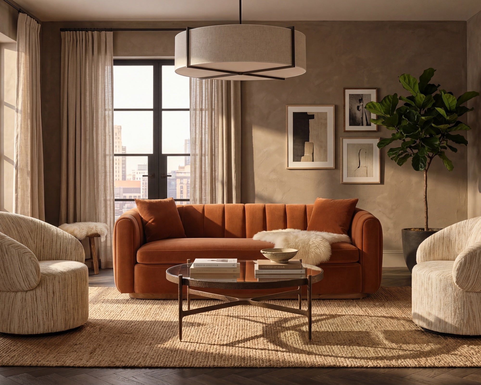 Arles 2 Seater Sofa - Melbourne Clay & Walnut