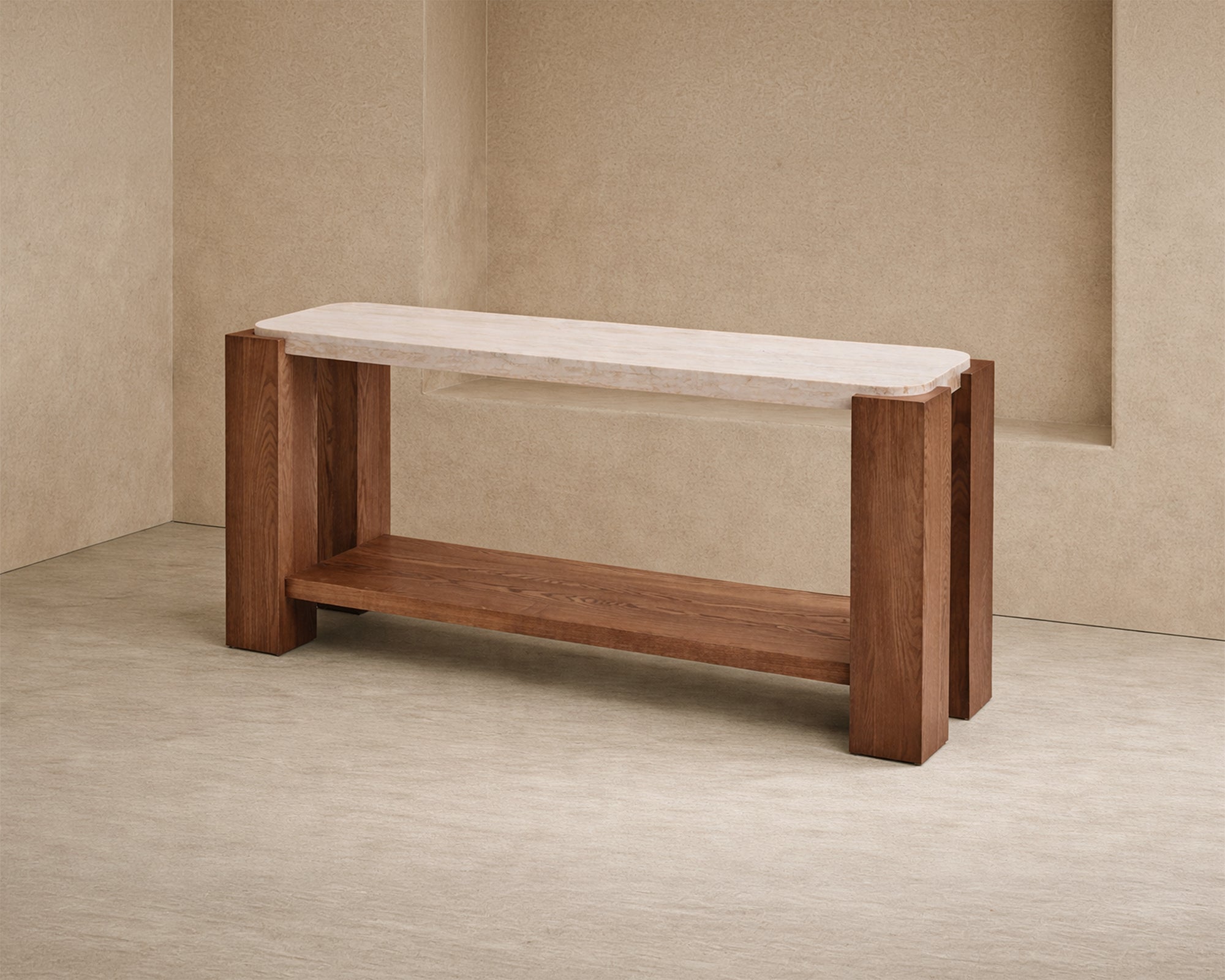 Calla Console Table - Beige/Mid Brown