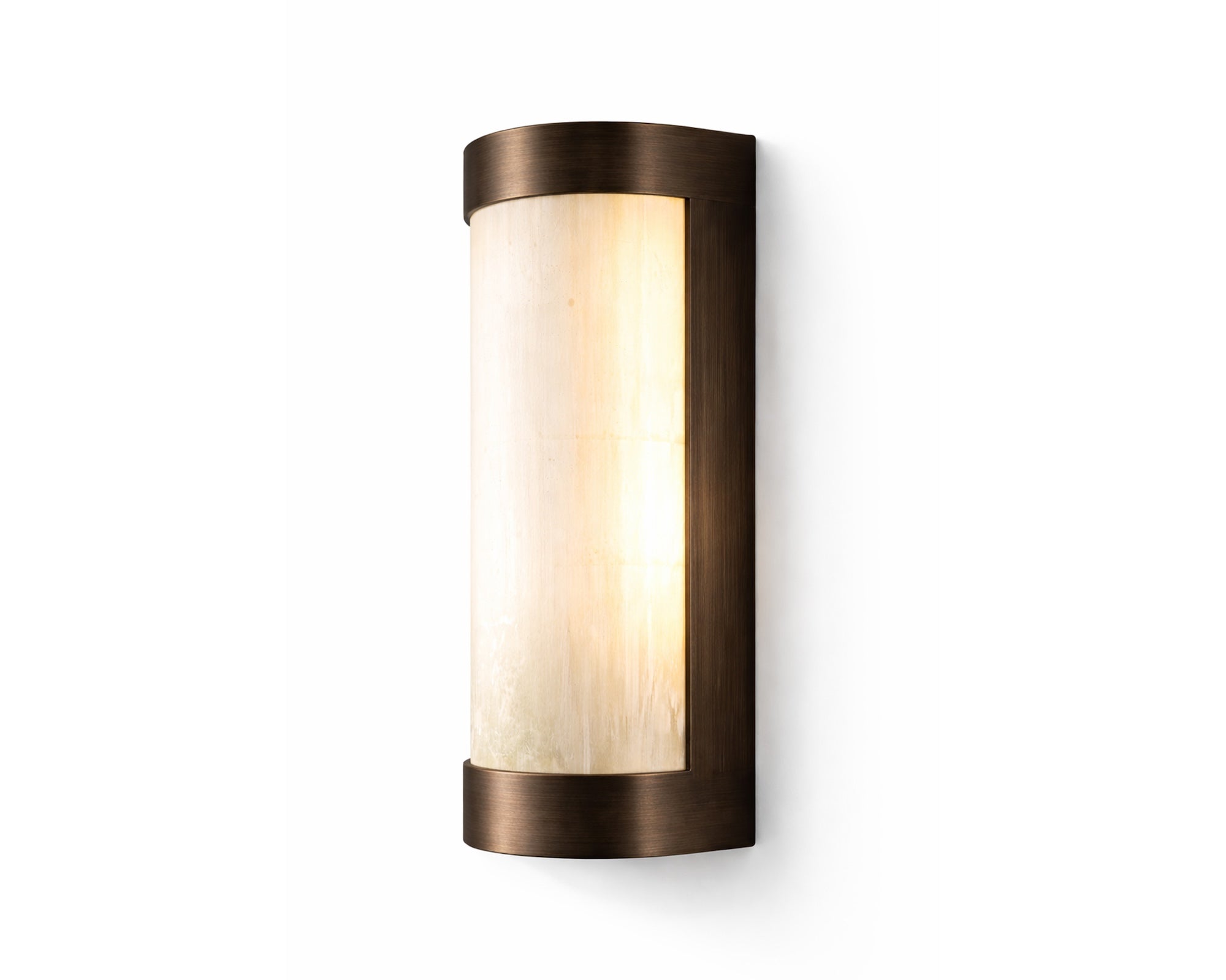 Vetra IP44 Wall Light - Natural Selenite Glass and Brushed Bronze
