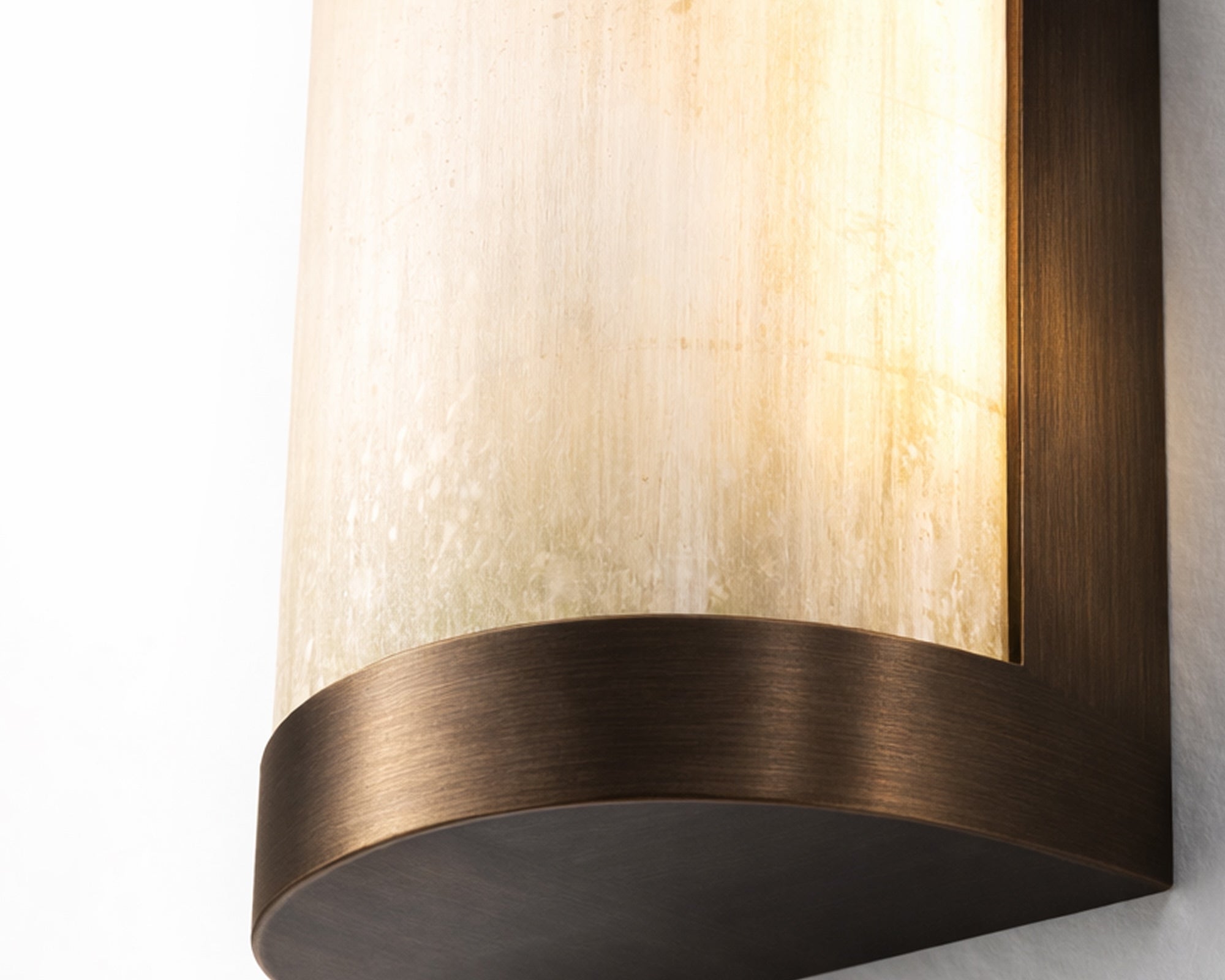 Vetra IP44 Wall Light - Natural Selenite Glass and Brushed Bronze