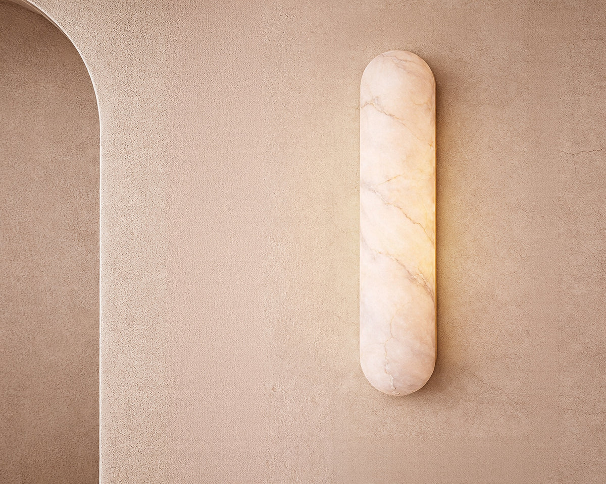 Alura IP44 Wall Light - Alabaster and Brushed Brass