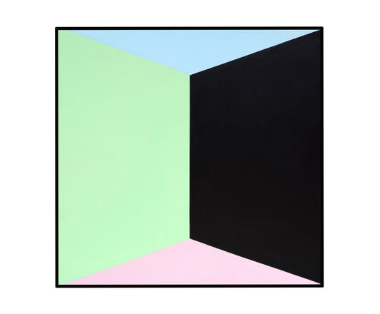 Polychrome Expression III Oil Painting - Green, Black, Blue and Pink