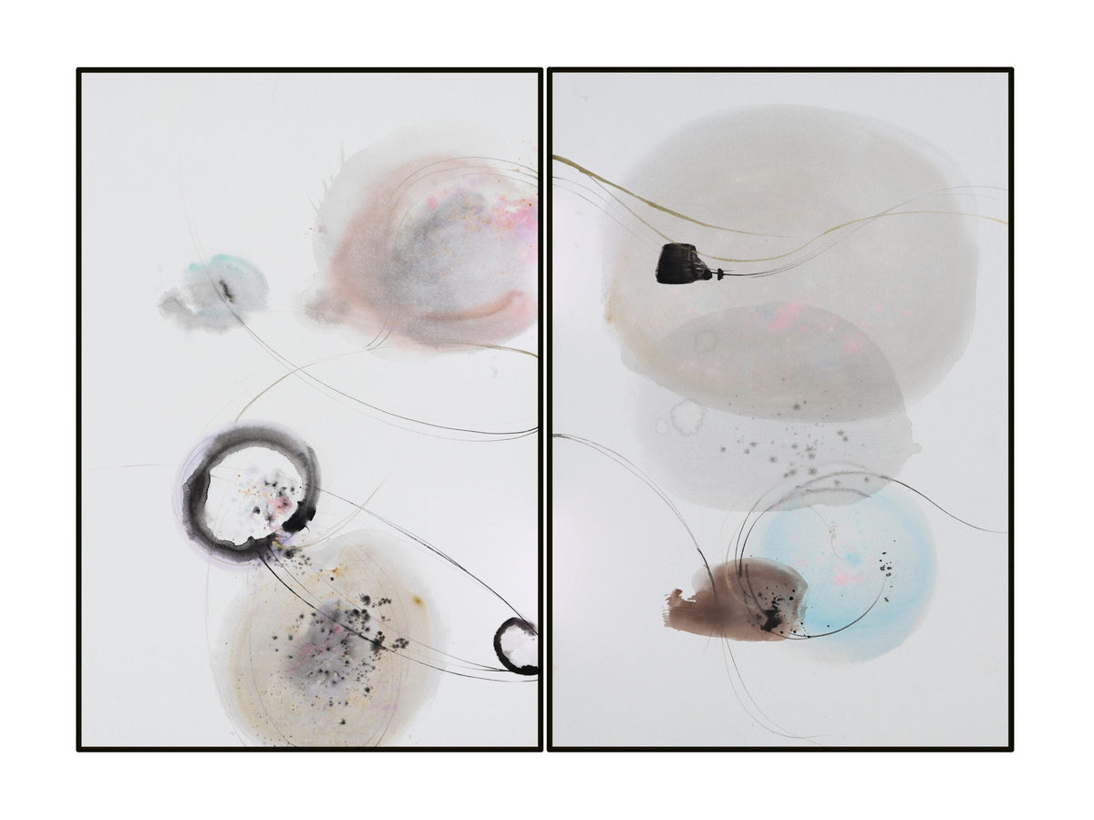 Supreme II Painting (set of 2) - Grey, Pink and Blue