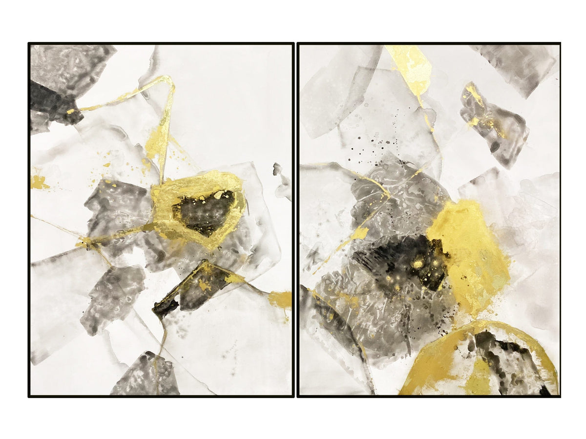 Modernist Painting (set of 2) - Gold and Black
