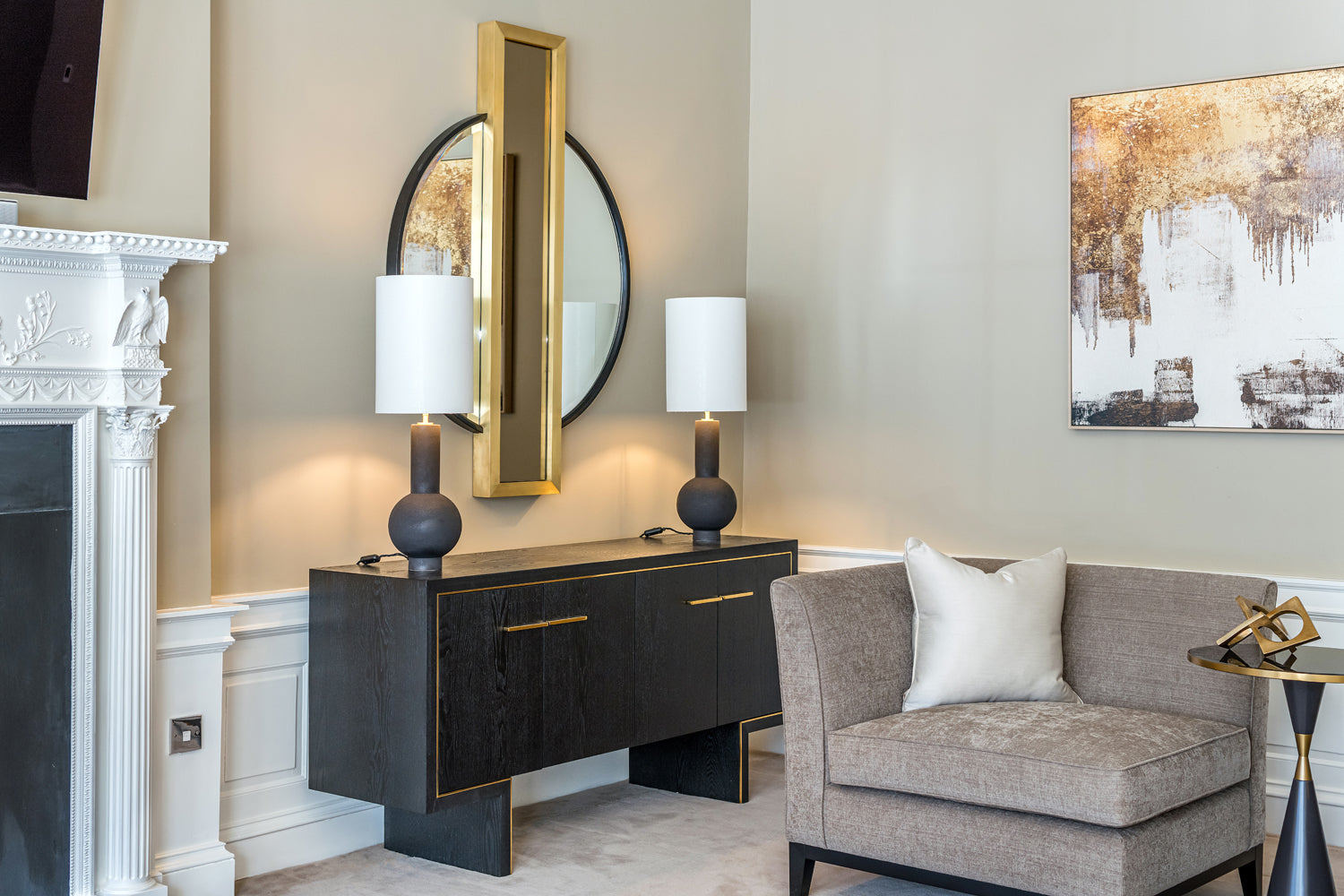 Tigur Sideboard - Black Ash Veneer/Polished Brass