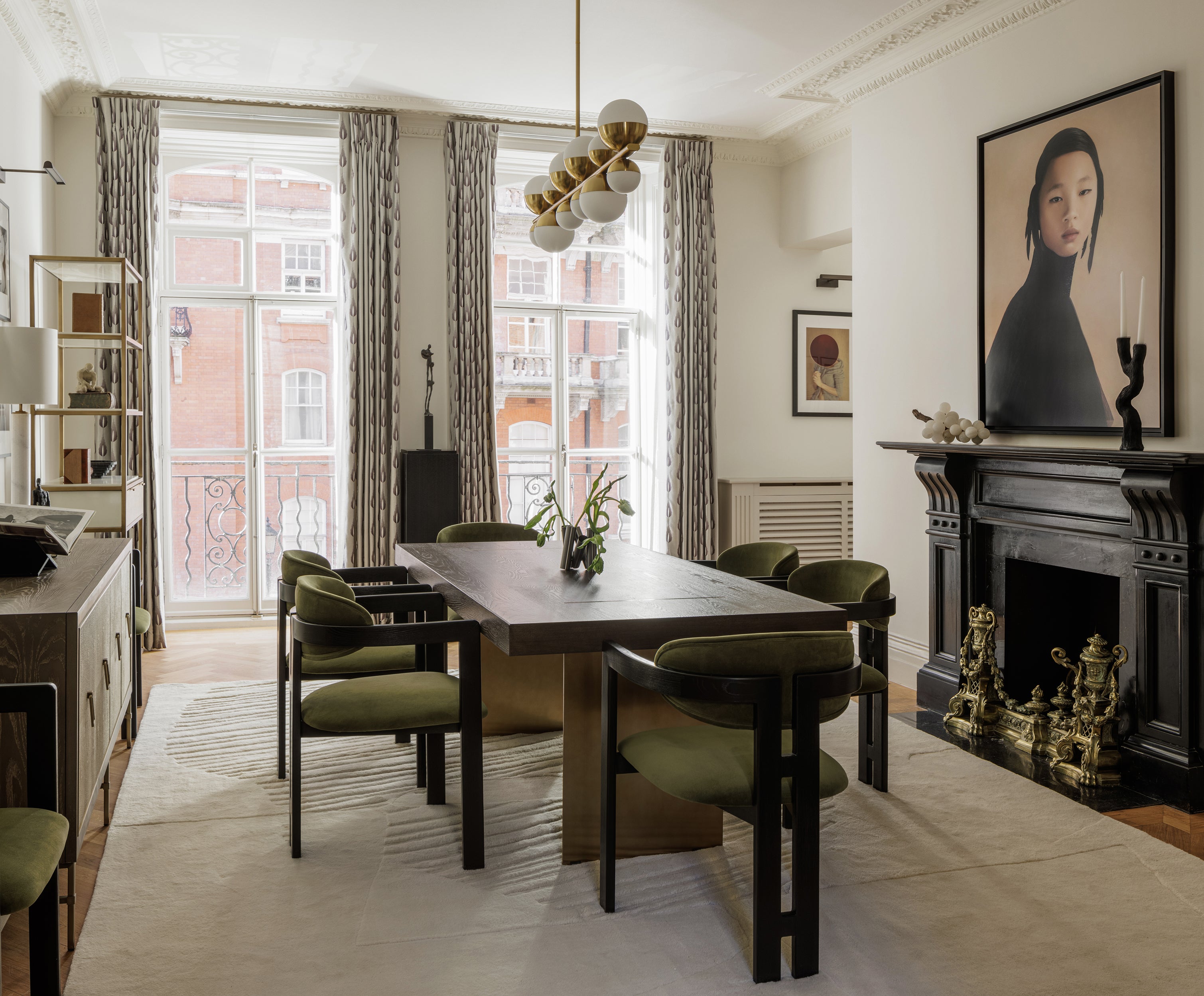 Unma Dining Table - Black Ash Veneer/Brushed Brass