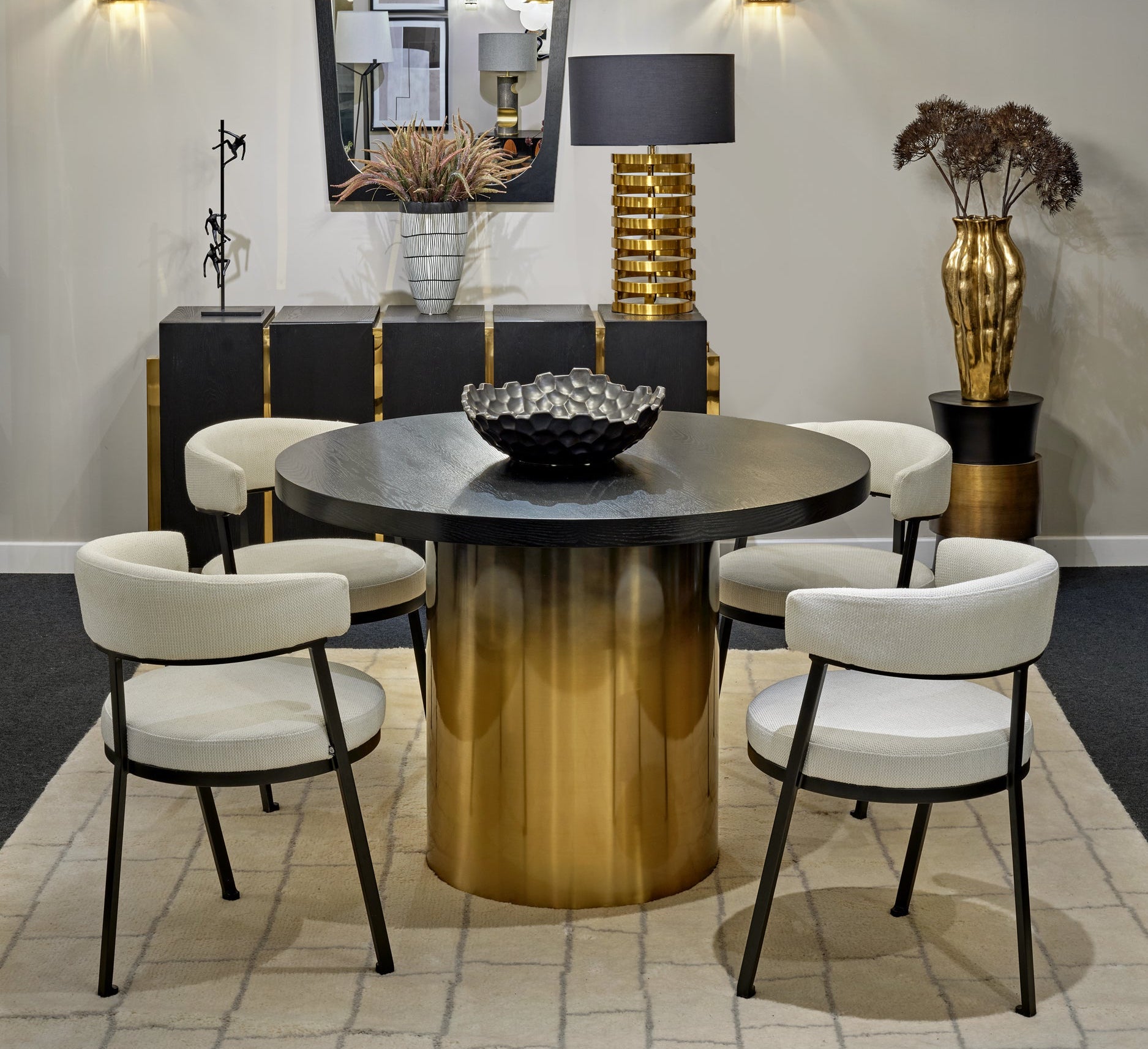 Dim Dining Table Small - Black and Gold Ombre