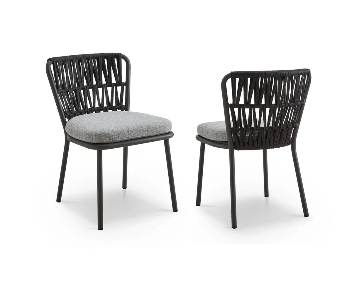 Ariana Outdoor Dining Chair (set of 2) - (Crib 5) Hunter Stone and Charcoal Grey