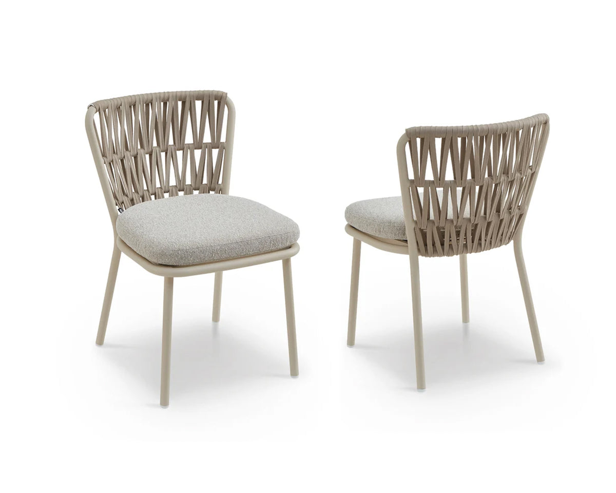Ariana Outdoor Dining Chair (set of 2) - (Crib 5) Forest Beige & Warm Ivory