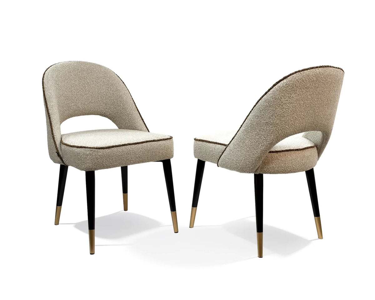Yves Dining Chair (set of 2) - (Crib 5) Capella Sand with Capella Fennel Seed Piping