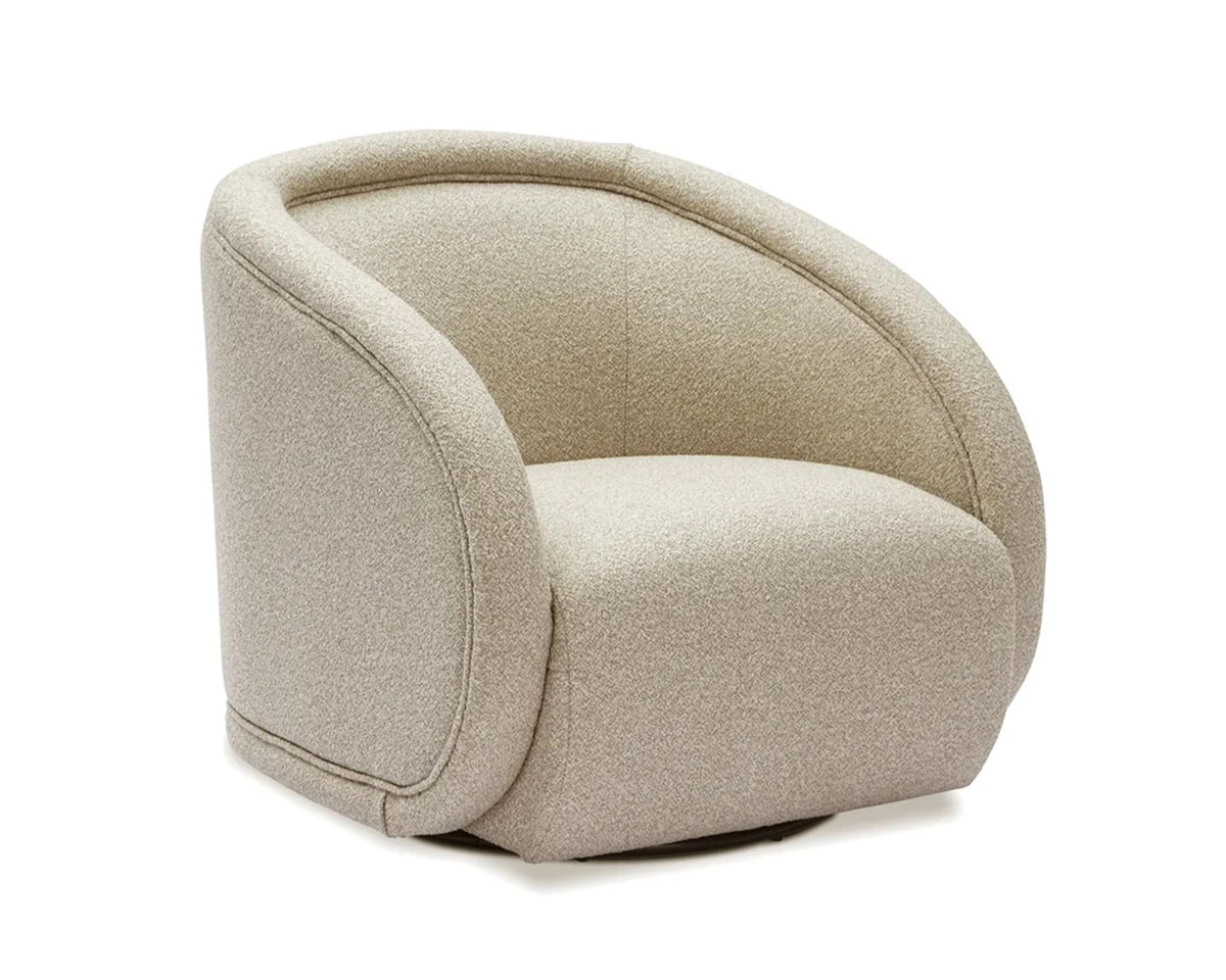 Alice Swivel Occasional Chair - Capella Sand (Crib 5) | Matt Black Metal