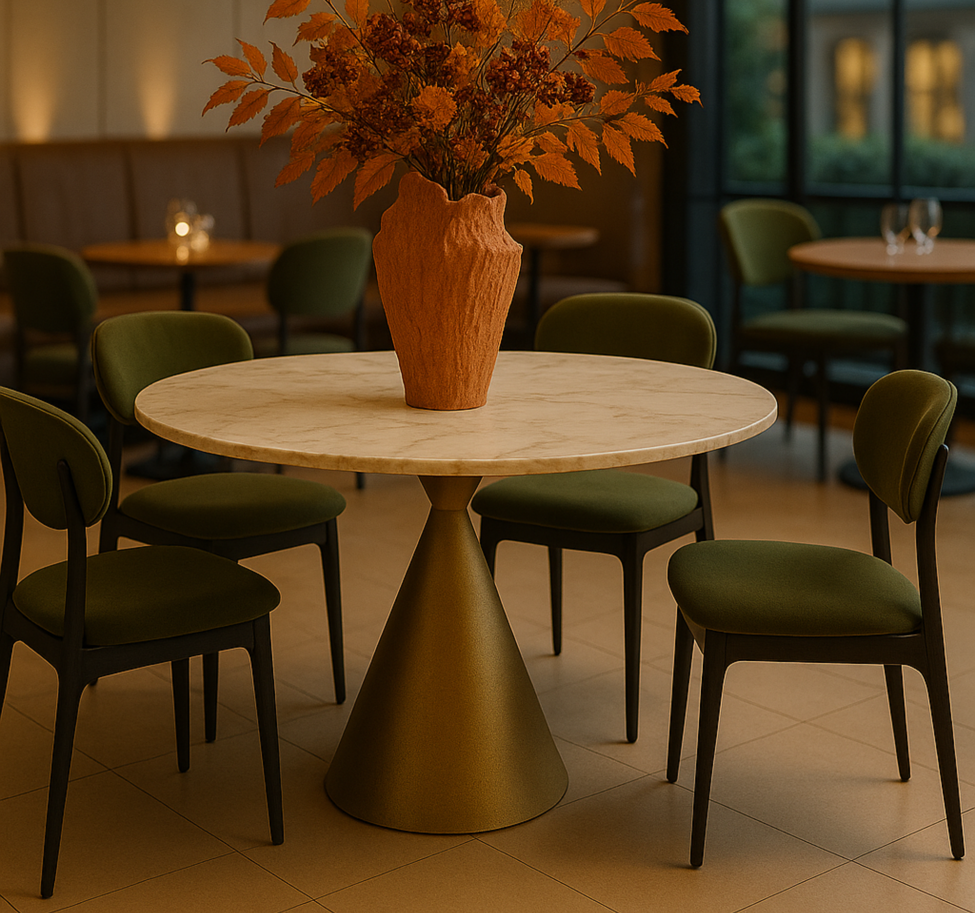 Ditta Dining Table - Dunas White Marble Effect