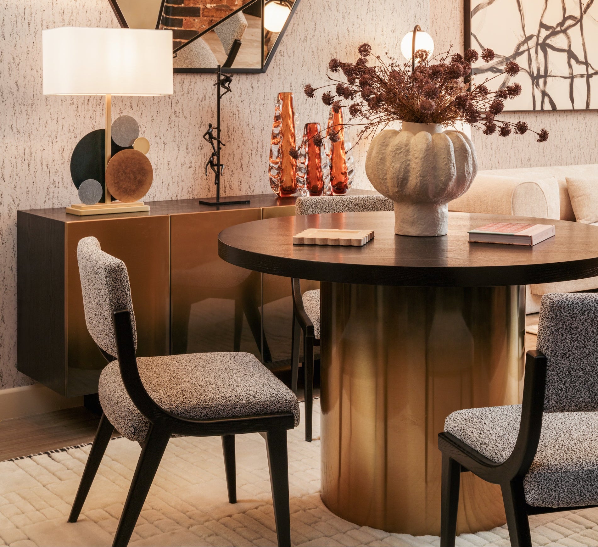 Dim Dining Table Small - Black and Gold Ombre