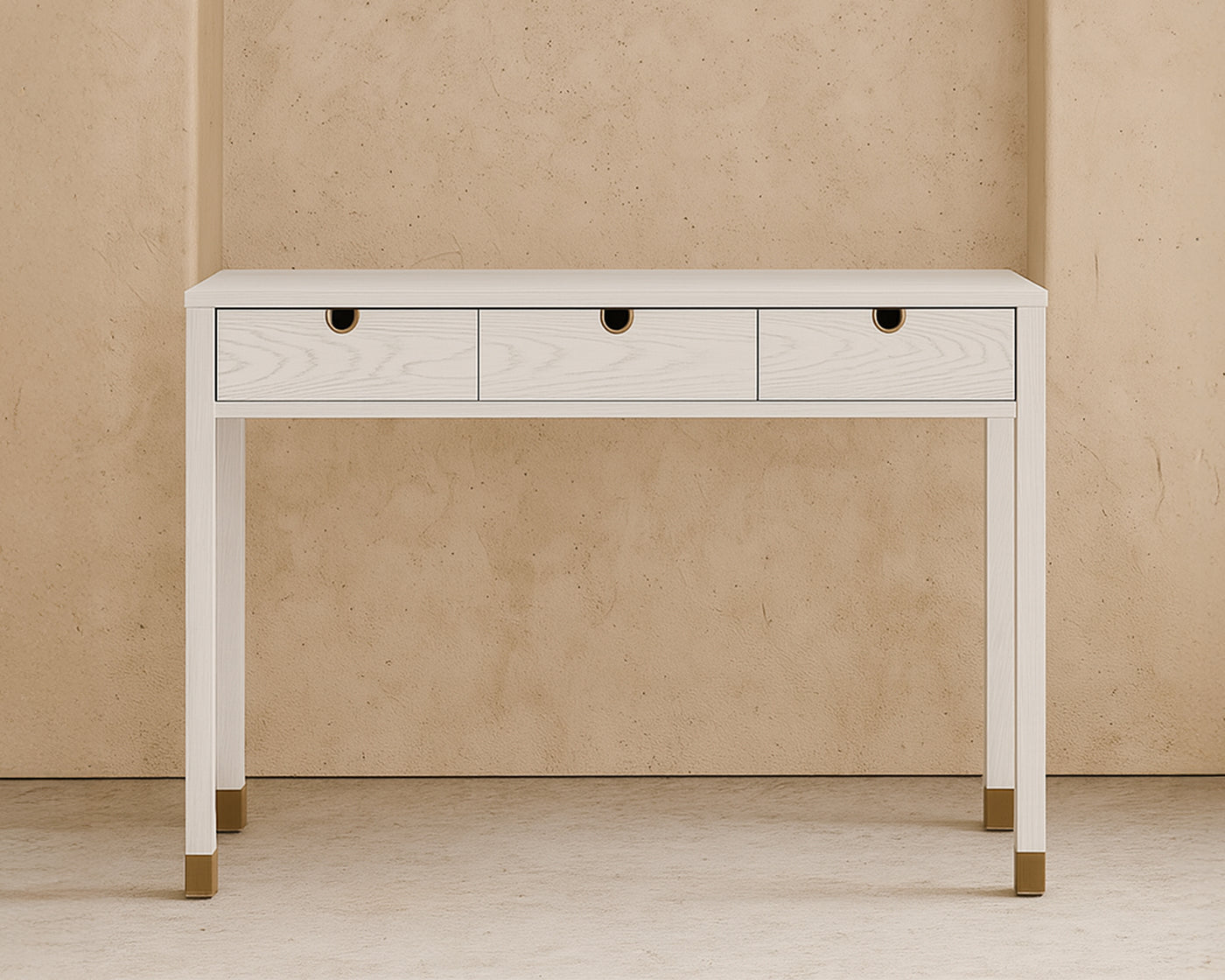 Alcudia Dressing Table - Ivory Brushed/Antique Brass