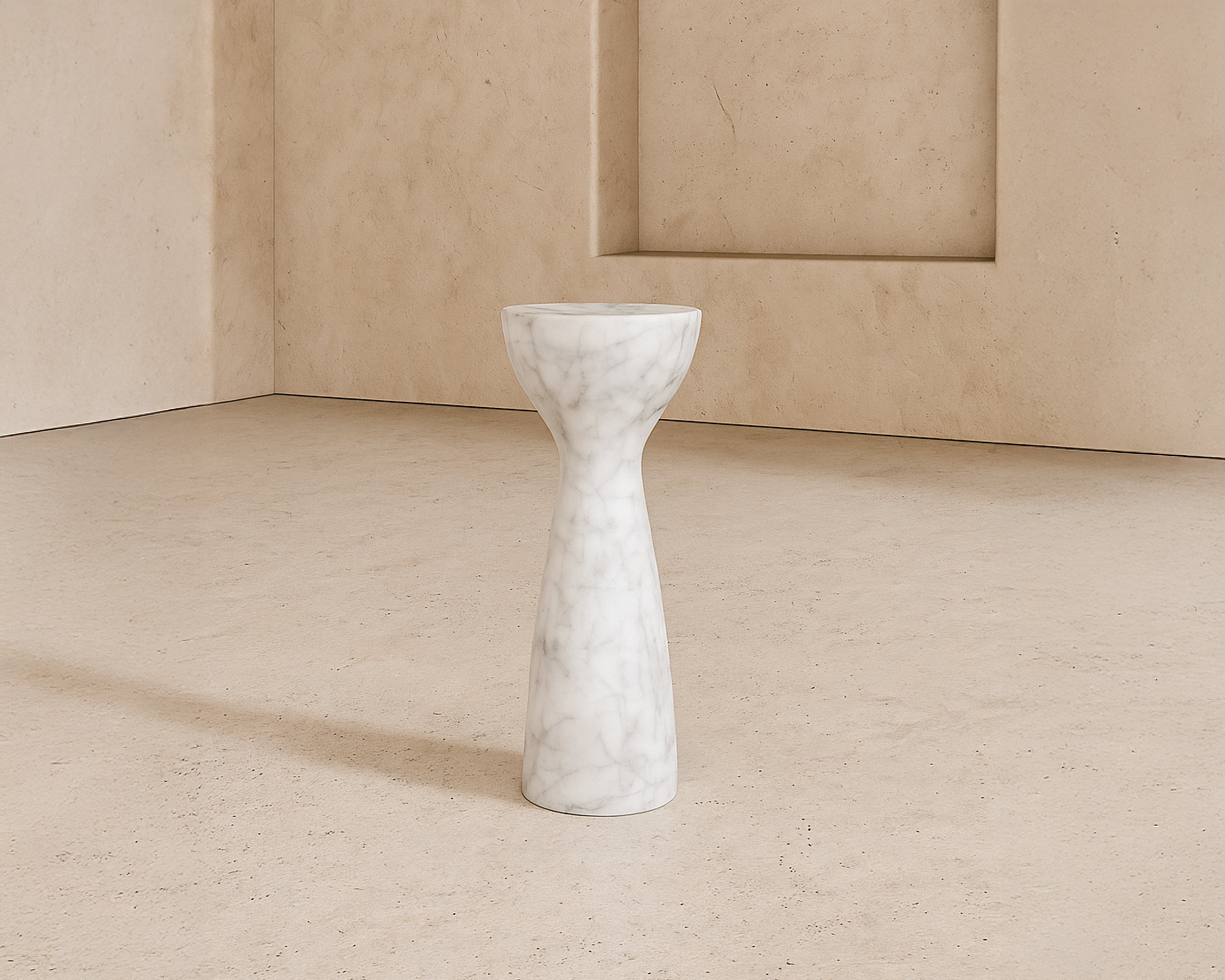 Akali Side Table Small - Carrara White Marble