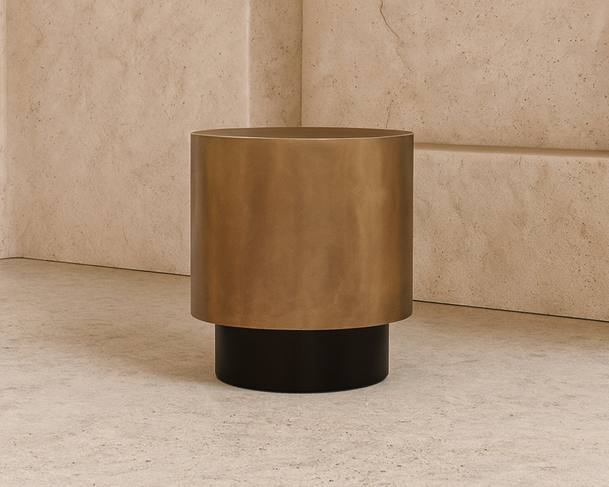 Aldo Side Table - Steel Hairline Bronze, Satin Black Base