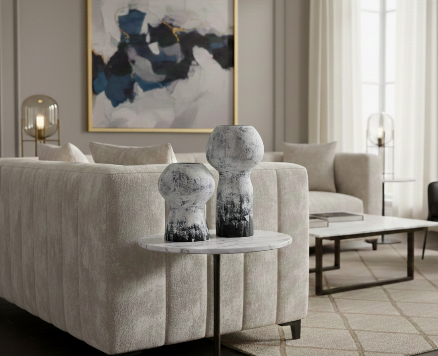 Lynton I Vase Small - Black and White Gradient