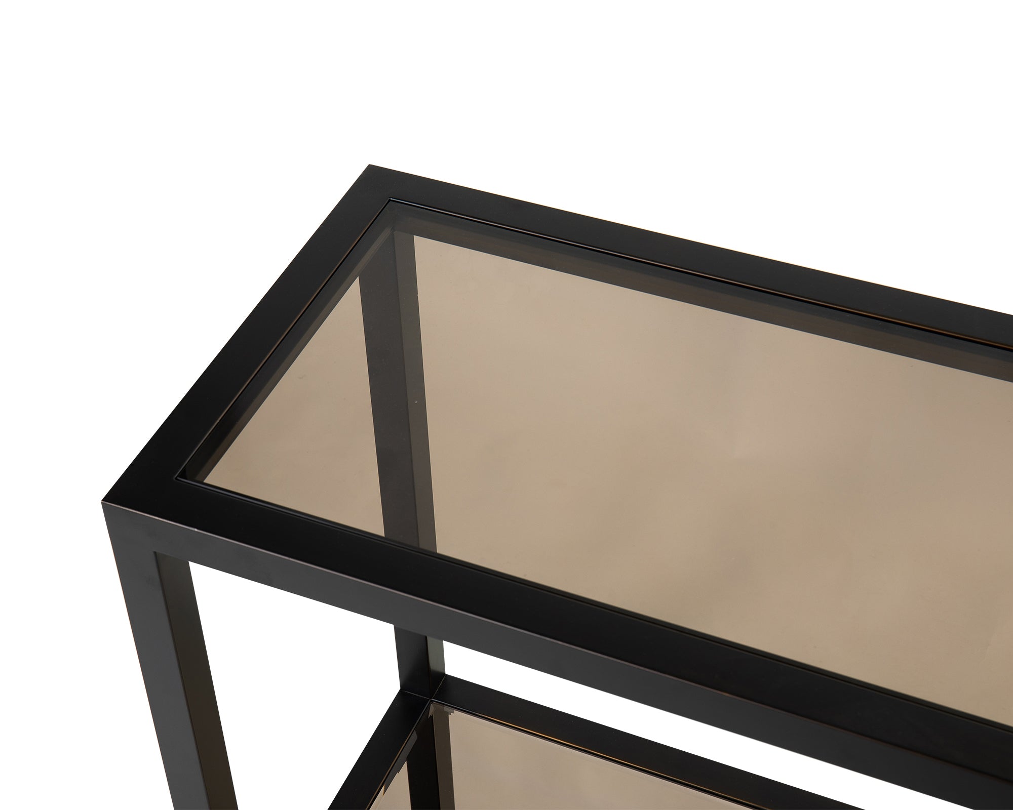 Mali Console Table - Antique Bronze and Tinted Glass