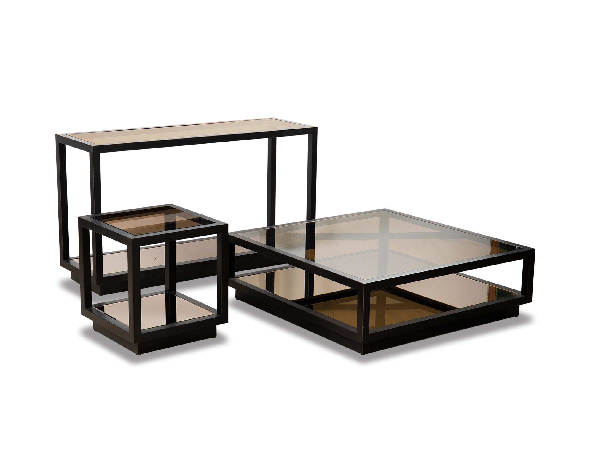 Mali Console Table - Antique Bronze and Tinted Glass