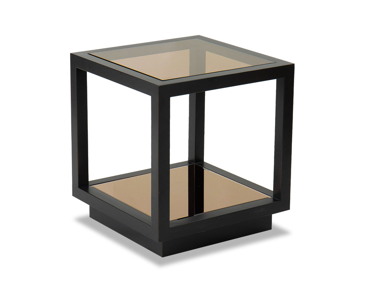 Mali Side Table - Antique Bronze and Tinted Glass