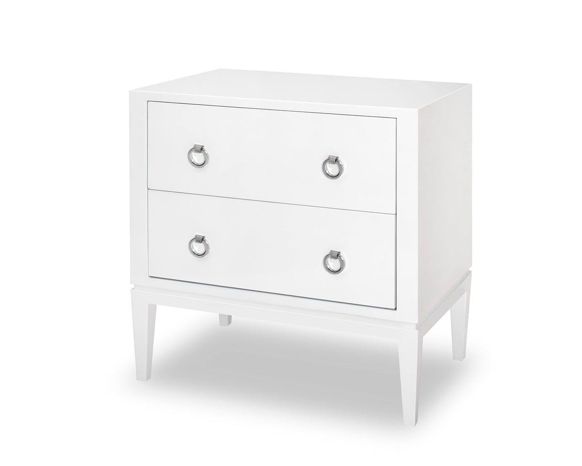 Verona Bedside Table - Solid Wood, White High Gloss