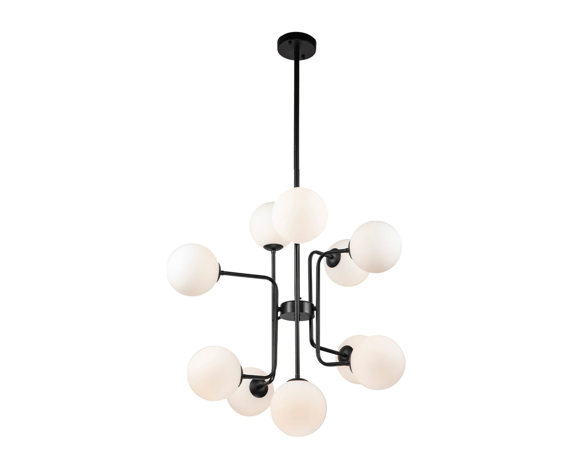 Eliot Pendant Lamp - Matt Black Steel and White Glass