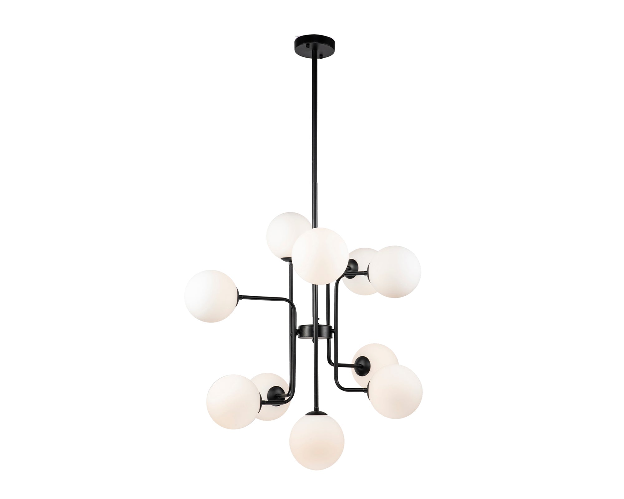 Eliot Pendant Lamp - Matt Black Steel and White Glass