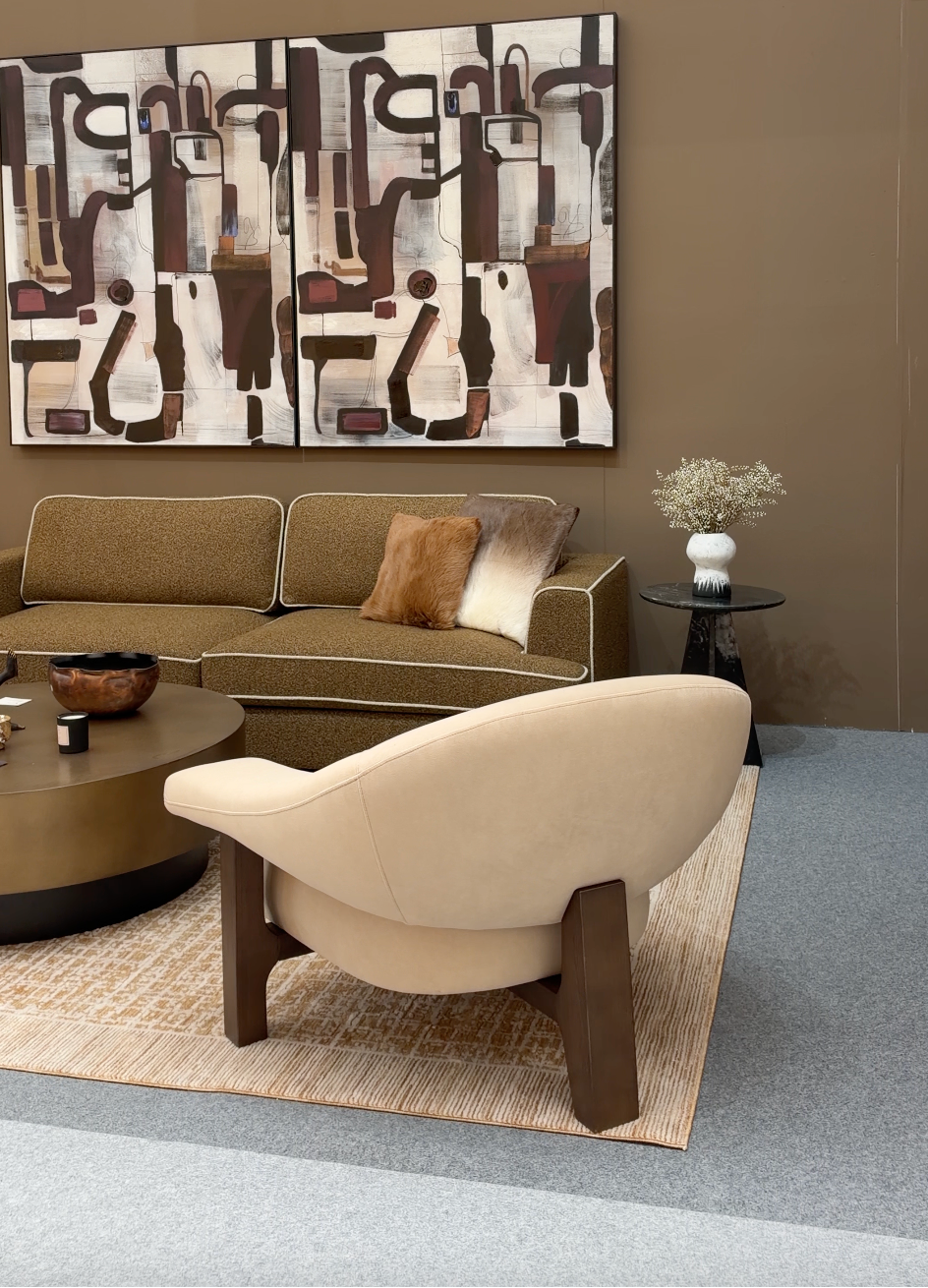 Riviera Occasional Chair - Hopper Desert | Dark Brown Solid Wood